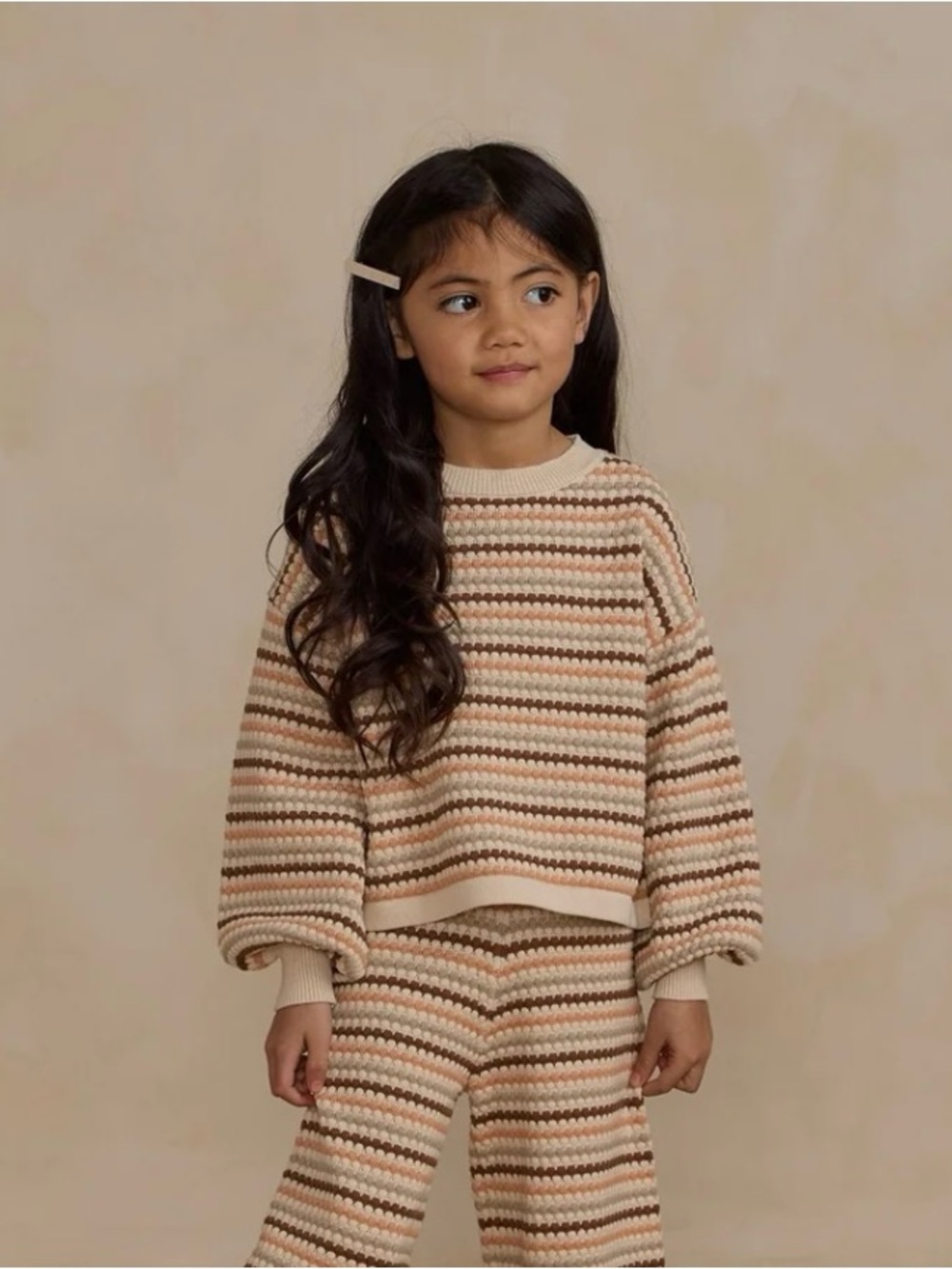 Rylee + Cru Boxy Crop Sweater - Honeycomb Stripe